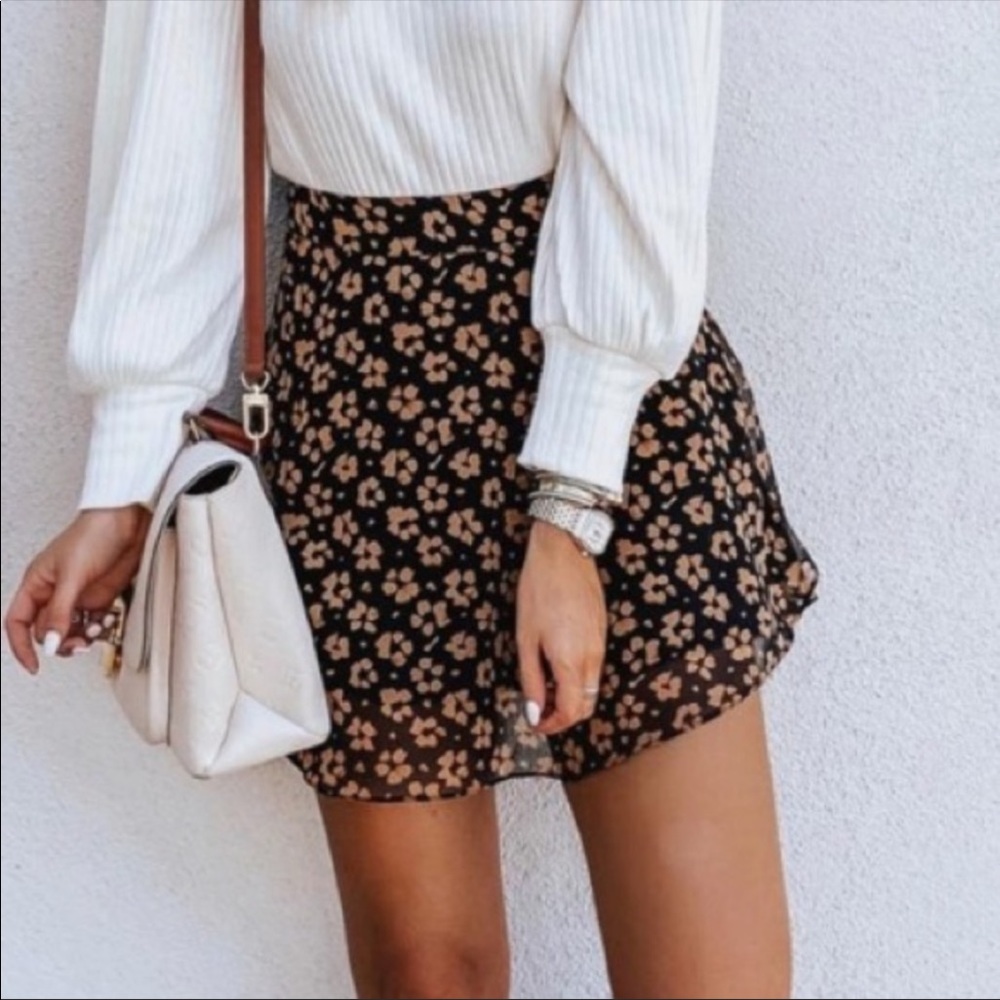 Urban outfitters black brown floral skirt